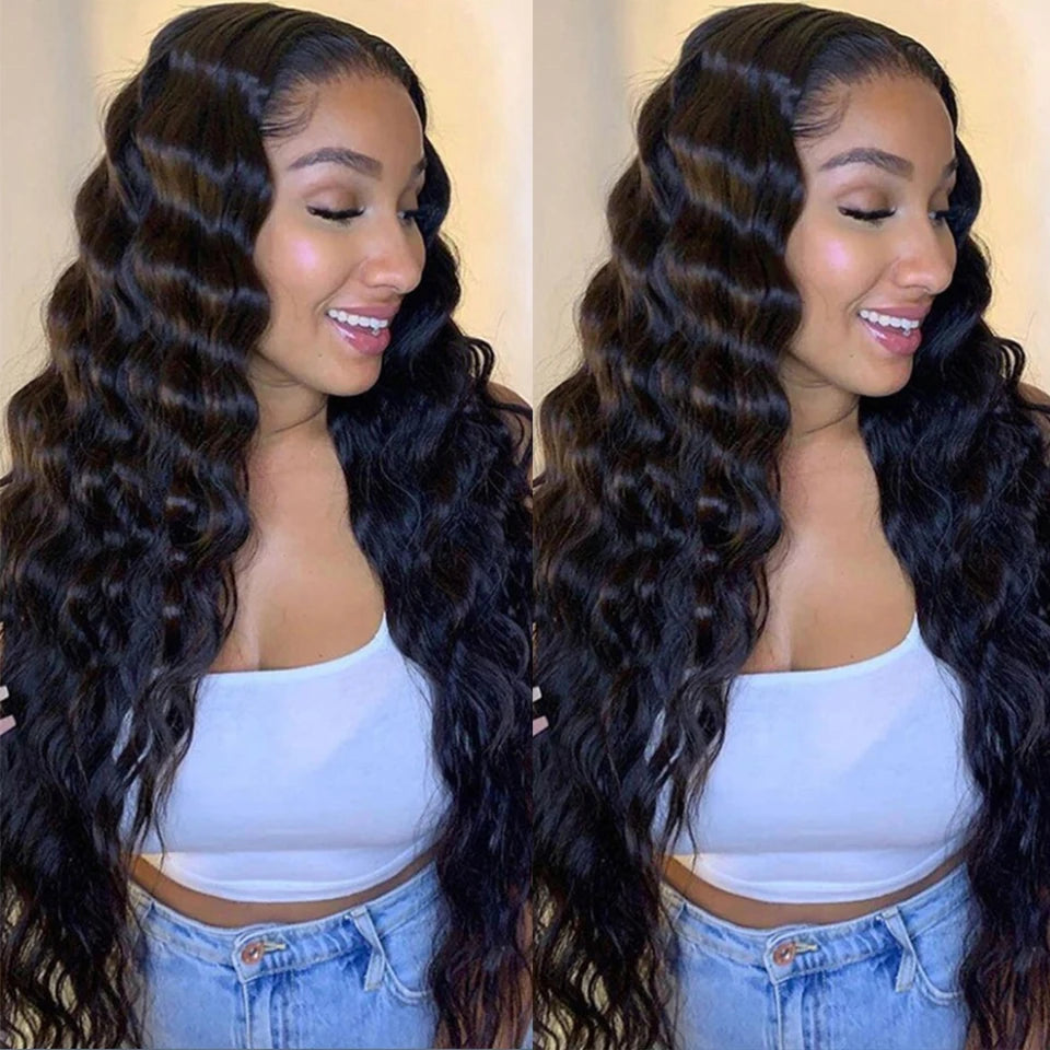 Loose Deep Wave Bundles 100% Virgin Raw Brazilian Human Hair Weave 1/3/4   Bundle Deals Hair Extension Double Weft Wholeasle 30"