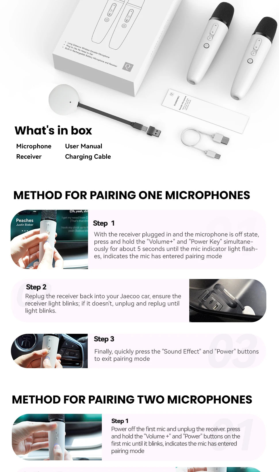 Car Karaoke Mic Compatible with J5, J7 and E5, Car Caraoke Mic