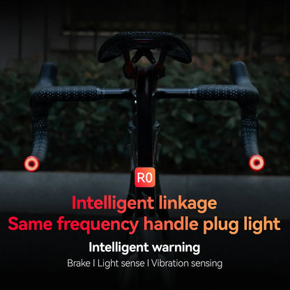 ROCKBROS Bike Handlebar Light LED Bicycle Waterproof Rechargeable Road Bike Handlebar End Plug Warning Taillight Bike Accessory