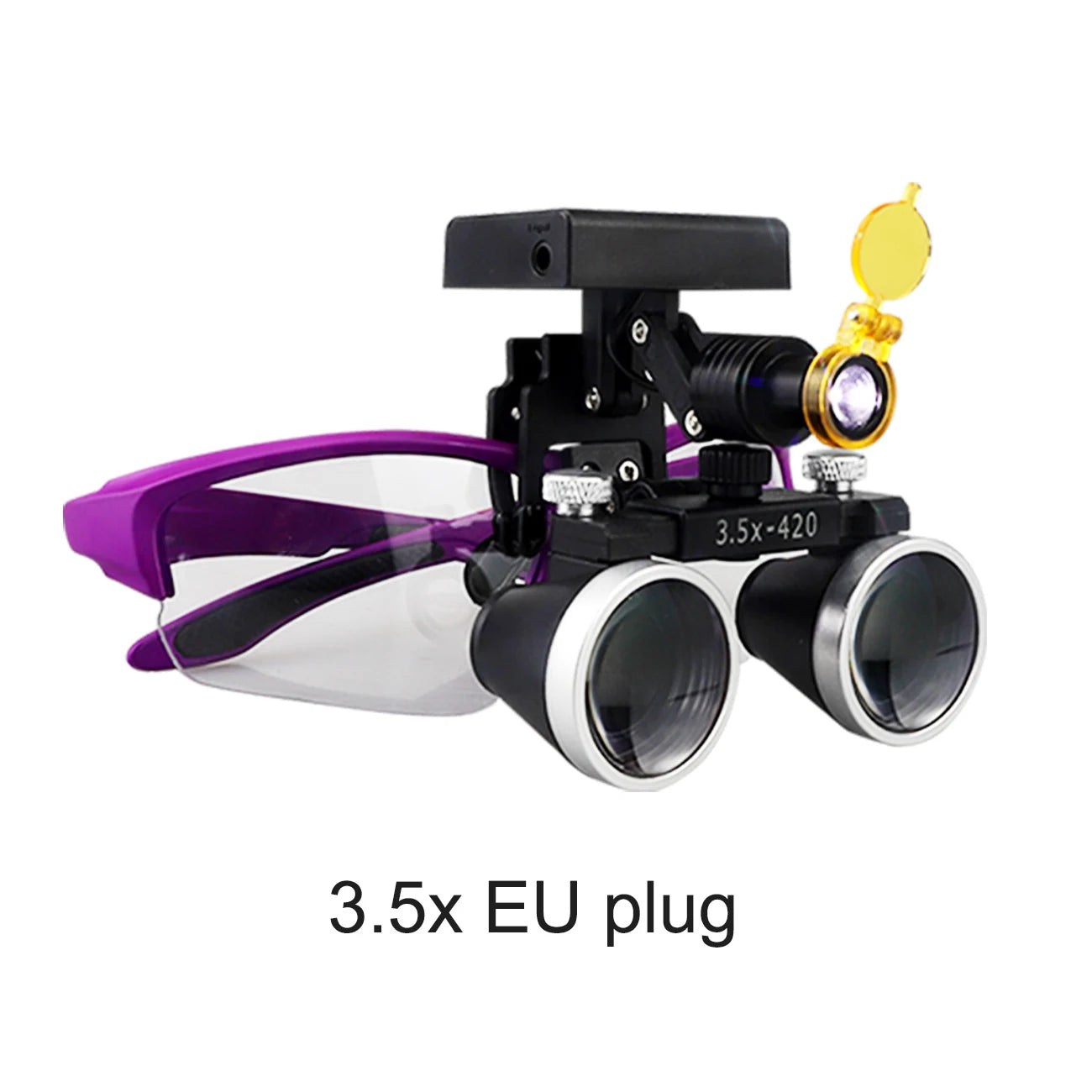 2.5X/3.5X 420mm Dental Loupe Magnifier Binocular Magnifier Surgery Surgical Operation Loupe with Spotlight Head Light 5W LED