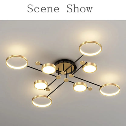 Modern Pendant Light LED Nordic Lamp Gold Black Hanging Chandelier Ceiling Lights Dimming Remote Control Lighting Fixture