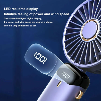 3-in-1 10000mAh Foldable USB Fan with Phone Holder - Portable Handheld & Desk Cooler w/ 360° Cooling