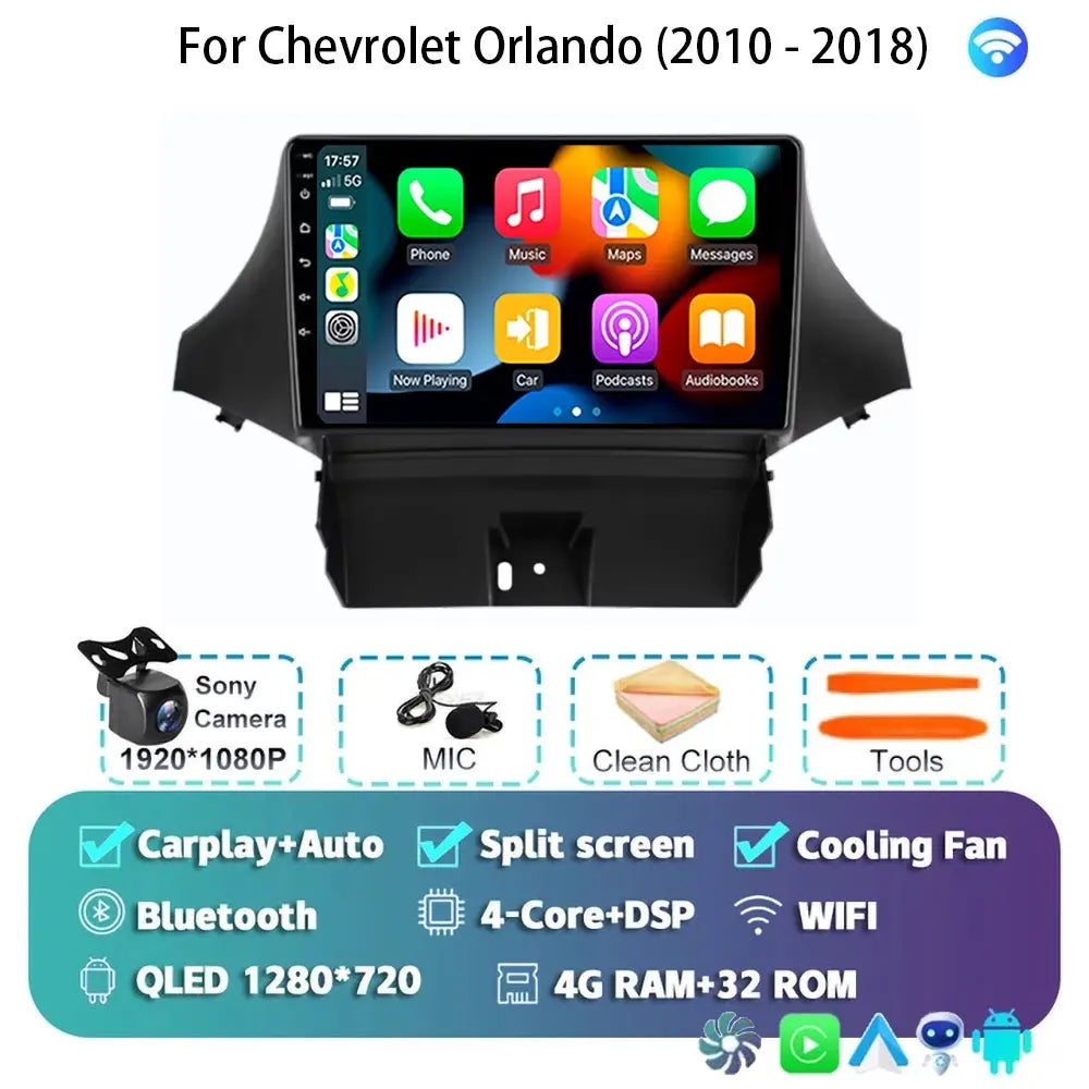 Android 15 Carplay For Chevrolet Orlando 2010 2011- 2018 Car Radio Auto 4G WIFI GPS Navigation Multimedia Video Player Stereo