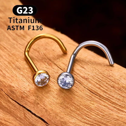 1/10PCS ASTM F136 G23 Titanium Piercing Nose Stud 20G L-Shape Nariz Studs With Zircon 2-3mm Nose Rings Nostril Piercing Jewelry