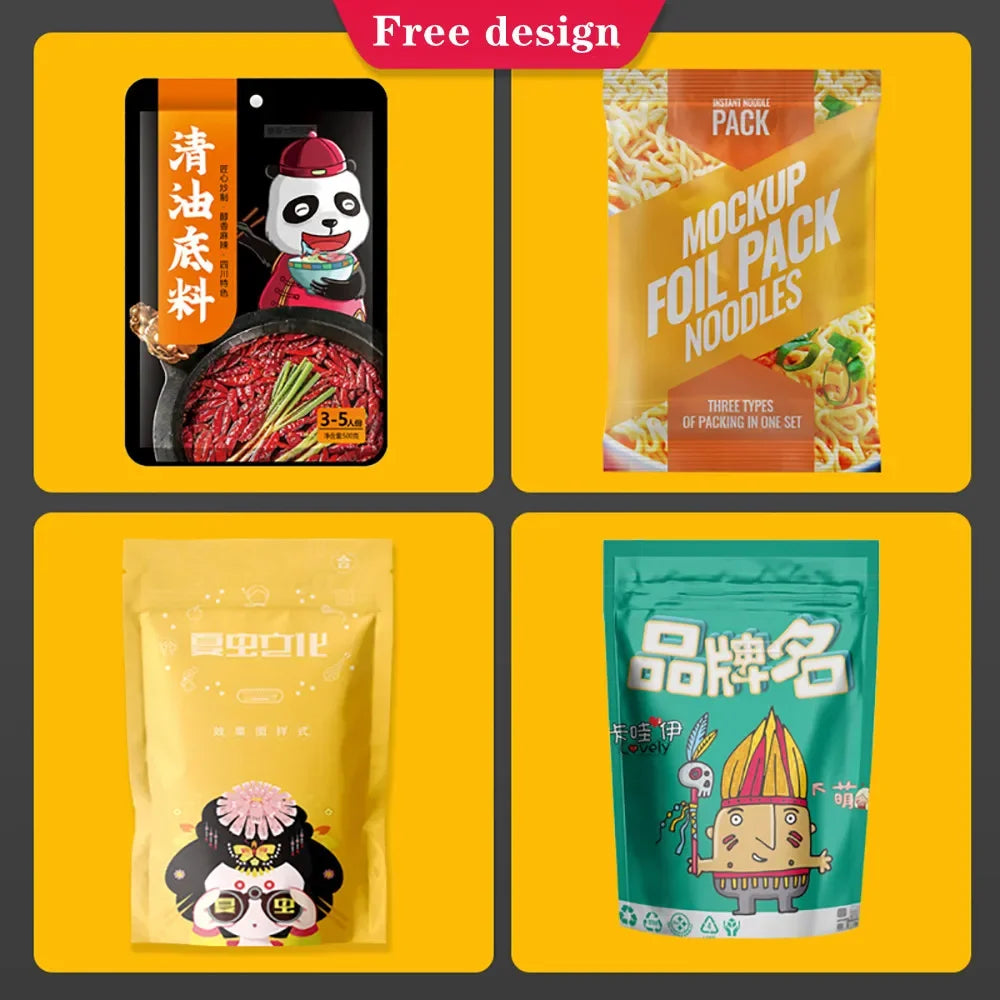 Custom Digital Print Resealable Stand up Pouch Bag Food Grade Plastic with Zipper for Candy Sweets Nuts Cookies Doypack