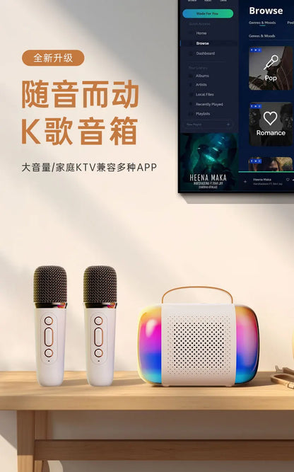 Wireless Speaker Microphone Karaoke Mini Portable Audio Microphone Portable Karaoke Speaker with Mic Home Singing For Kids Gift