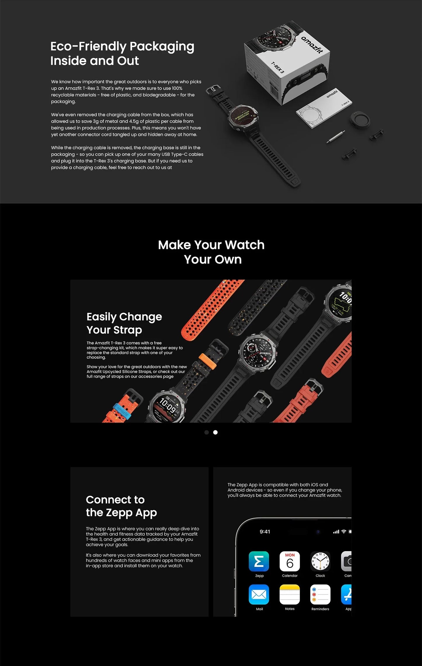 Amazfit T-Rex 3 Smartwatch 48mm AMOLED Display 6 Satellite Systems Dual Band GPS 170 Sports Mode Smart Watch