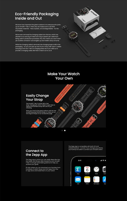 Amazfit T-Rex 3 Smartwatch 48mm AMOLED Display 6 Satellite Systems Dual Band GPS 170 Sports Mode Smart Watch
