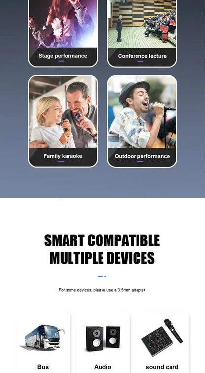 Dual Wireless Microphone Home Karaoke Stage Sound System ,Professional High-Volume Handheld Wireless Microphones for KTV