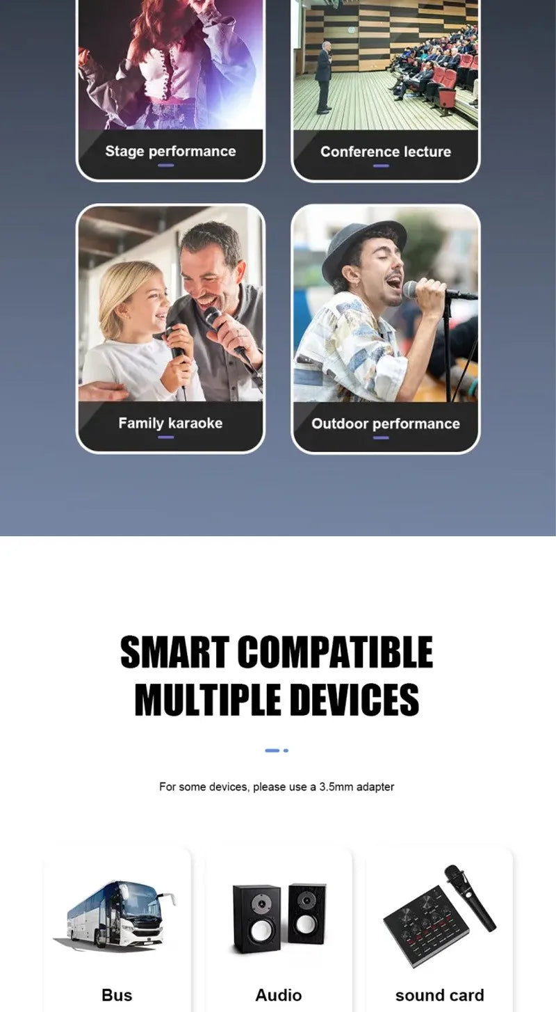 Dual Wireless Microphone Home Karaoke Stage Sound System ,Professional High-Volume Handheld Wireless Microphones for KTV
