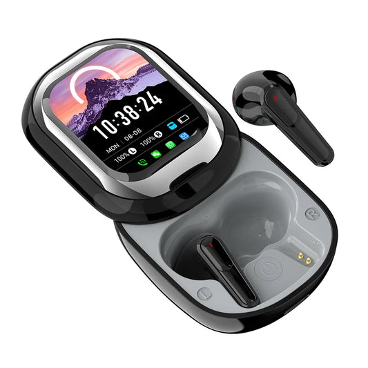 SE-ONE Smart Headphones LED Full-color Slide Touch Screen Support APP Information Receiving Wireless TWS Earbuds 300mAh
