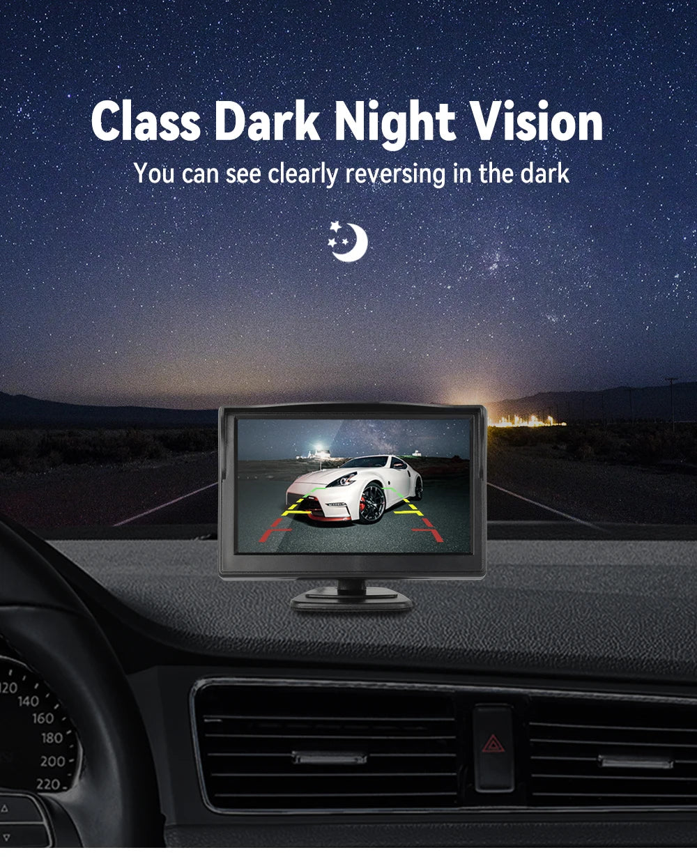 Universal Backup Car Rear view Camera with 5 inch Monitor for Truck HD Screen LED Night Vision Waterproof Paking Bus Security
