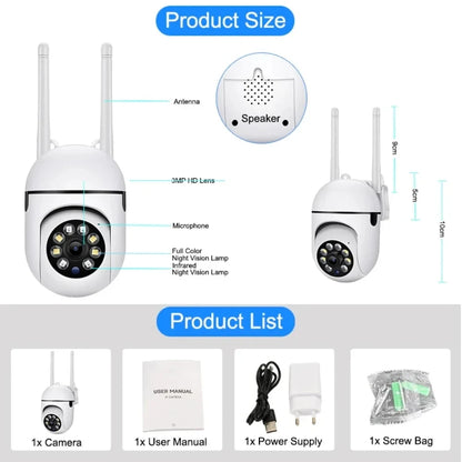 8MP Wireless IP Outdoor Security Surveillance Camera PTZ with 4X Zoom AI Human Tracking Two-way Audio HD Night Vision Color