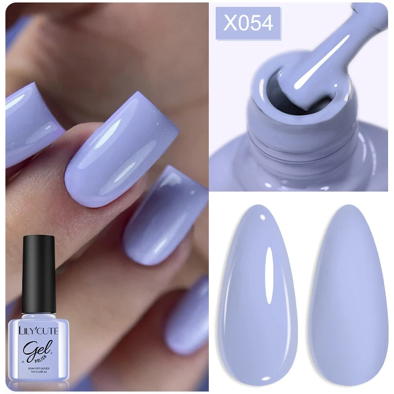 LILYCUTE Nude Crystal Rubber Base Gel Nail Polish Natural Color Semi Permanent UV Gel Soak Off Self Leveling Nail Gel Varnishes
