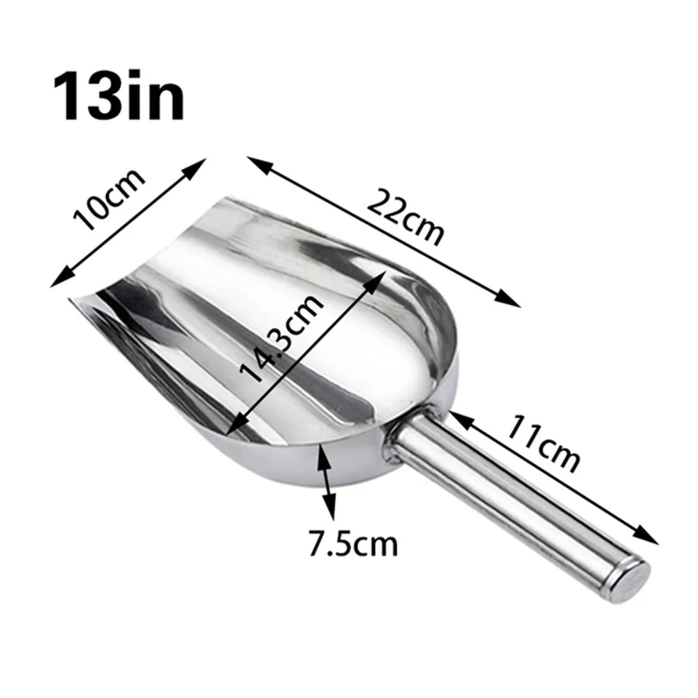High-Quality Stainless Steel Ice Scoop Food Flour Sugar Scoop Popcorn Coffee Beans Tools Ice Scooper Shovel