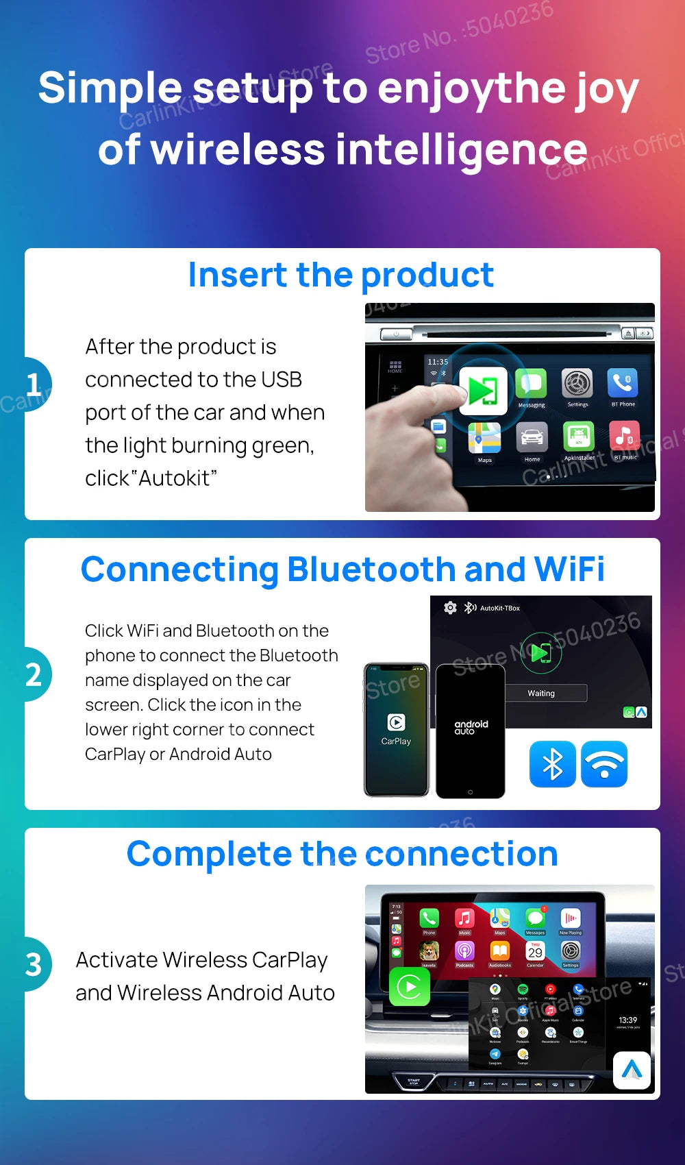 Android 13 CarlinKit Android Auto Wireless CarPlay AI TV Box QCM6125 8-Core Split Screen 64G 128G For Netflix YouTube Play Store