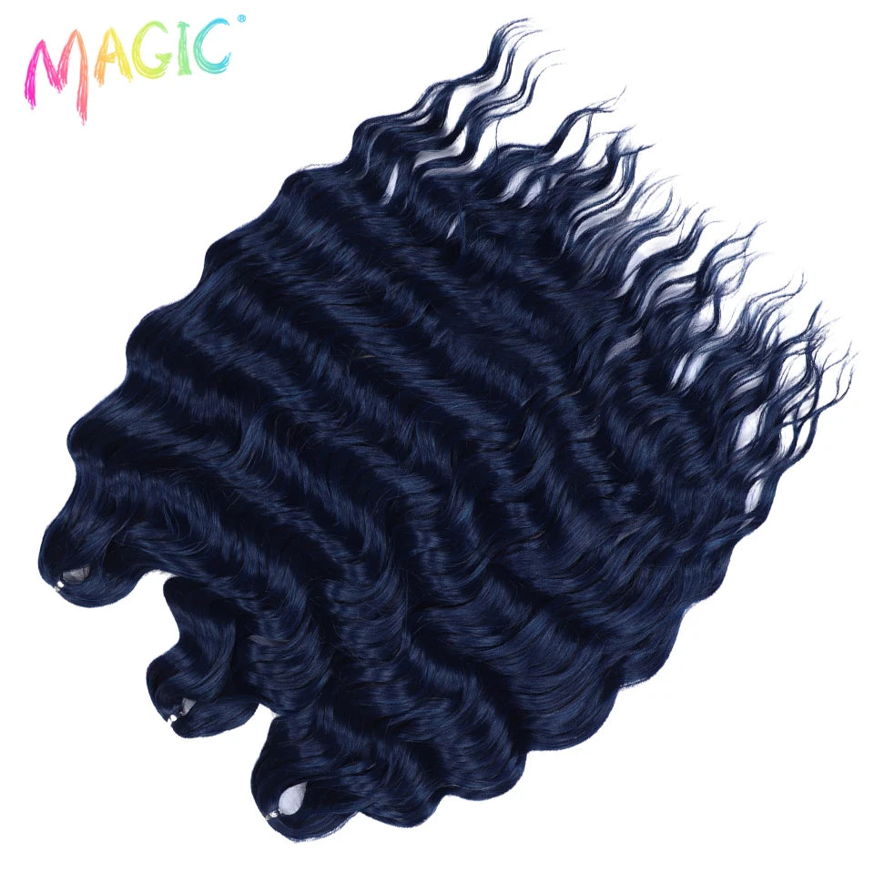 Anna Synthetic Hair 24 Inch Water Wave Braiding Hair Extensions Ombre Blonde Deep Wave Afro Curl Twist Crochet Hair for Women