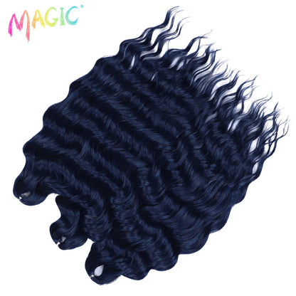 Anna Synthetic Hair 24 Inch Water Wave Braiding Hair Extensions Ombre Blonde Deep Wave Afro Curl Twist Crochet Hair for Women