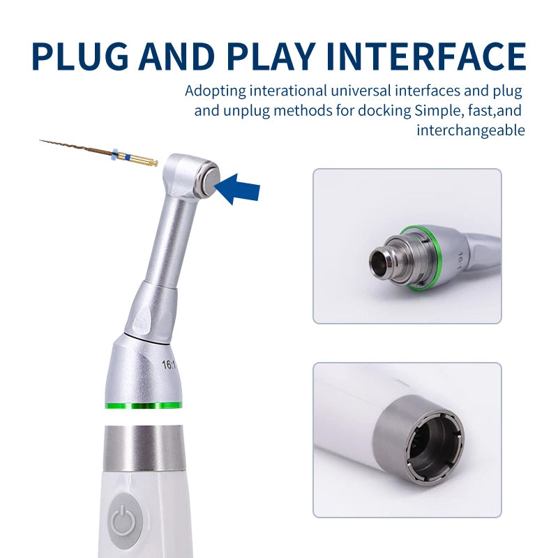 Dental Endo Motor 16:1 Standard Contra Angle Endomotor Wireless Root Canal Therapy Instrument Dentist Tools Reciprocating 360°