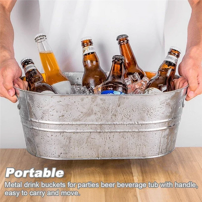 SOFT-Ice Buckets, Galvanized Tub - Drink Buckets For Parties, Beverage Tub For Barbecue Enthusiasts, Bucket For Drinks