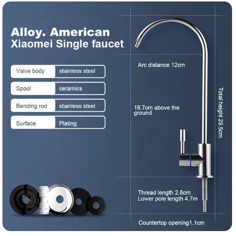 304 Stainless Steel Kitchen Water Faucet Chrome Plated 1/4 Inch Connect Reverse Osmosis Faucet For Drinking Water Purifier