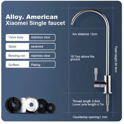 304 Stainless Steel Kitchen Water Faucet Chrome Plated 1/4 Inch Connect Reverse Osmosis Faucet For Drinking Water Purifier