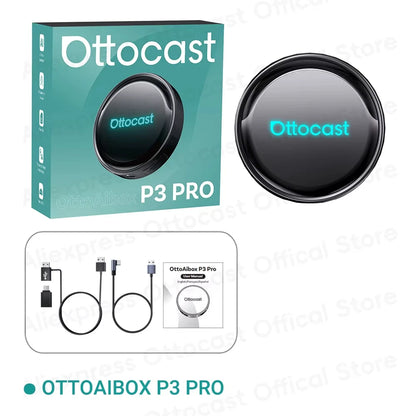 OTTOCAST P3 PRO AI Box Android TV Box for HDMI out Wireless CarPlay Android Auto Car Accessories for Toyota VW Honda Kia Benz