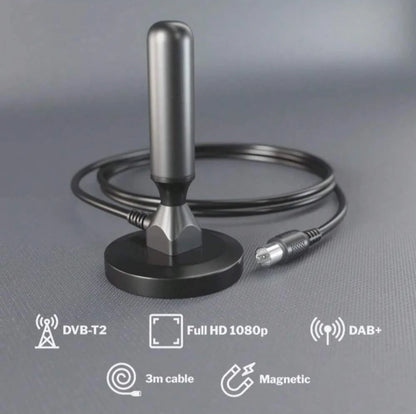 HD digital TV antenna indoor outdoor, magnetic base and 360° reception support smart 4K 1080P and HDTV free local channels