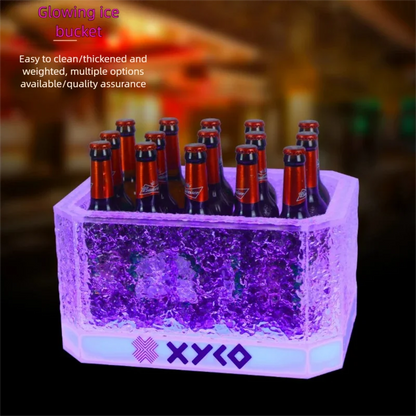 LED Rechargeable Glowing Ice Bucket, Bar KTV Champagne Bucket, Nightclub Dedicated Beer Bucket,Wine Bottle Storage Container