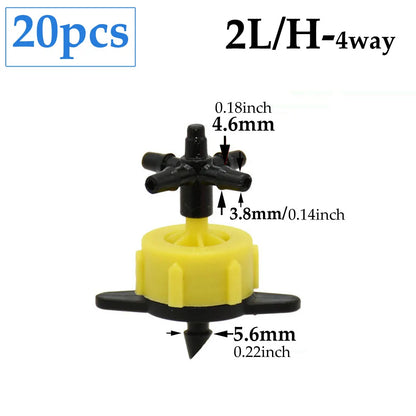 2L 4L 8L Irrigation Drippers Fitting 2/4-way Arrow Dropper Connector Cross Water Splitter Emitter Micro Drip Irrigation System