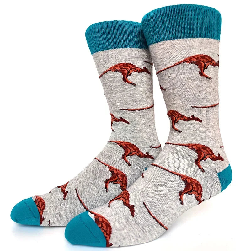 58 Style Cartoon Men Socks Fish bird parrot shark Theme Cotton Novelty Funny Hip Hop Trend Street Long Socks