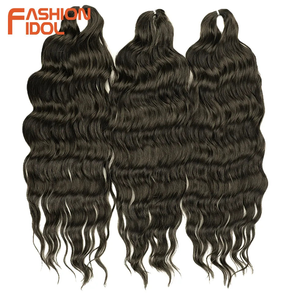 FASHION IDOL 24Inch Crochet Hair Synthetic Water Wave Braiding Hair Extensions Ombre Rainbow color Fake Hair Deep Wave Curl Hair