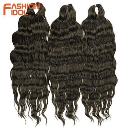 FASHION IDOL 24Inch Crochet Hair Synthetic Water Wave Braiding Hair Extensions Ombre Rainbow color Fake Hair Deep Wave Curl Hair