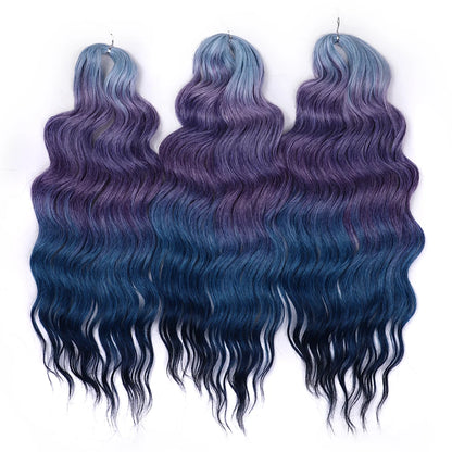 Anna Synthetic Hair 24 Inch Water Wave Braiding Hair Extensions Ombre Blonde Deep Wave Afro Curl Twist Crochet Hair for Women