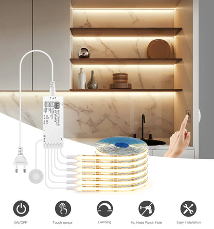 LED Acoustic Board Decorative COB Light Strip Touch Dimmable Wall Background Lamp Show Shelf Under Cabinet Bedroom Night Light