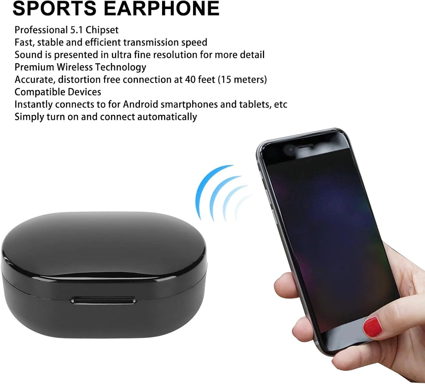A6S Wireless Bluetooth Earphones - Sport Touch Control Headset With LED Display Stereo Sound For Xiaomi Huawei