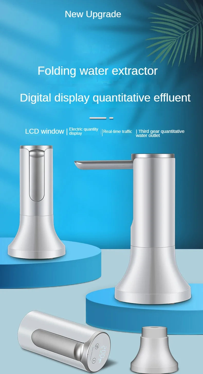 Electric Water Gallon Bottle Pump Automatic Water Dispenser Pump 19 Liters Foldable Desktop Water Bottle Pump USB Rechargeable