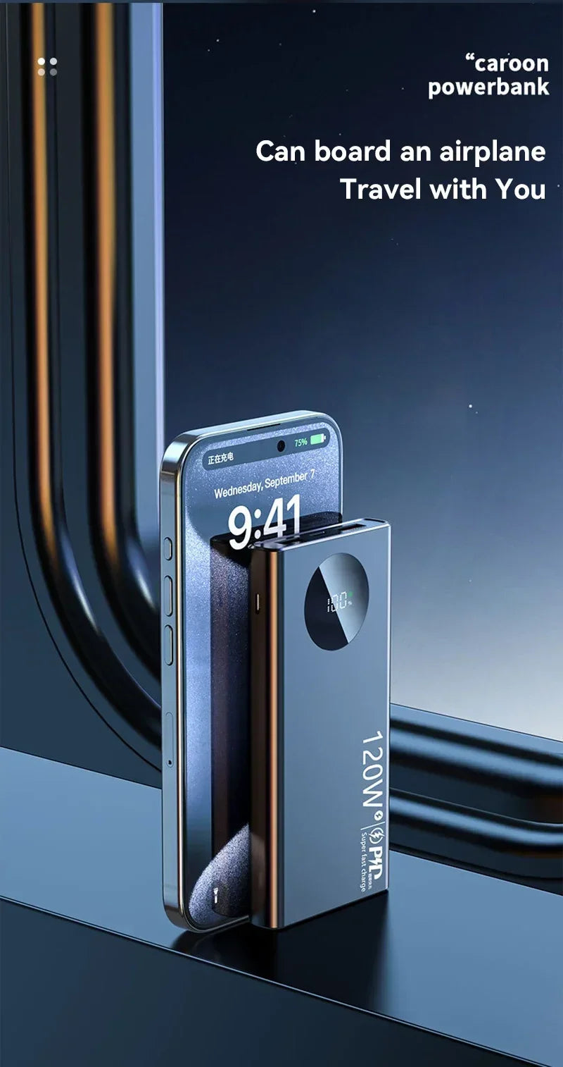 500000mAh Large Capacity Power Bank 120W Super Fast Charging With Portable Digital Display Supply For Various Phones
