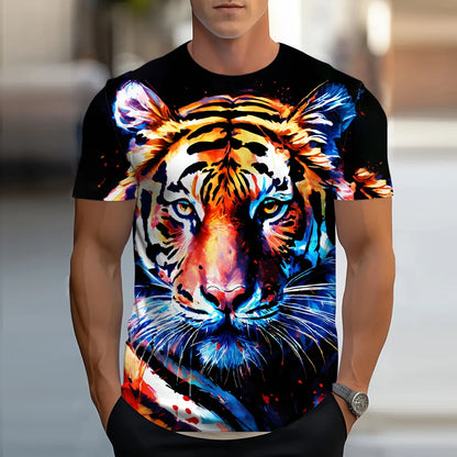 Lion Animal Pattern 3D Print T-Shirts Men Streetwear Hip Hop Short Sleeve T Shirt Oversized Tees Harajuku Y2k Tops Kids Clothing