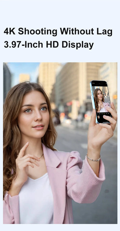 Magnetic Phone Monitor - Real-Time Selfie/Rear Cam - 4K Streaming Assistant - Wide Angle - Fits Most Phones