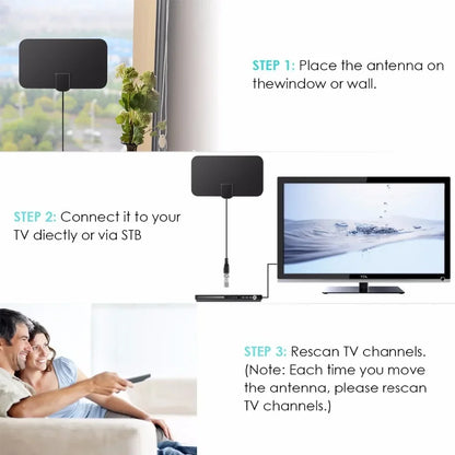 Indoor Outdoor Ultra HD Digital TV Antenna with VHF UHF Amplifier 200 Miles Range Quick Response Aerial Set for Amplified DAB