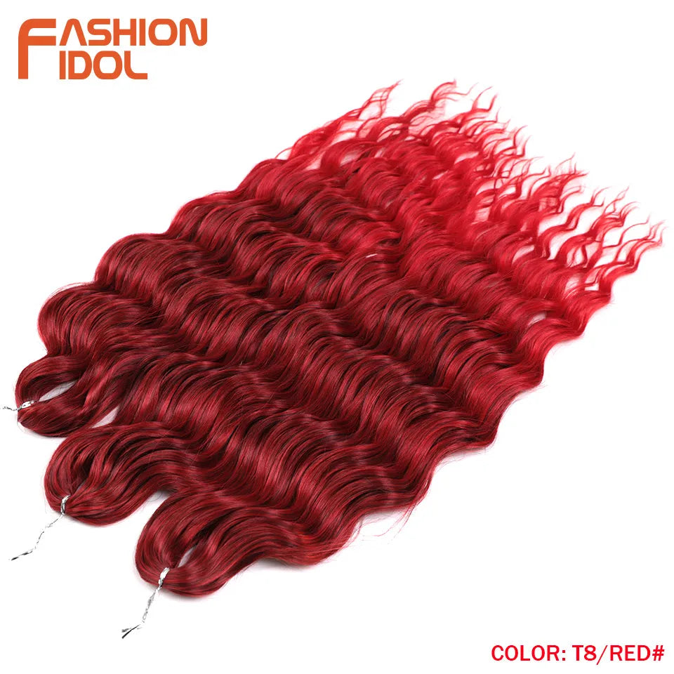 Anna 24 Inch Synthetic Hair Water Wave Braiding Hair Extensions Ombre Blonde Deep Wave Afro Curl Twist Crochet Hair for Women