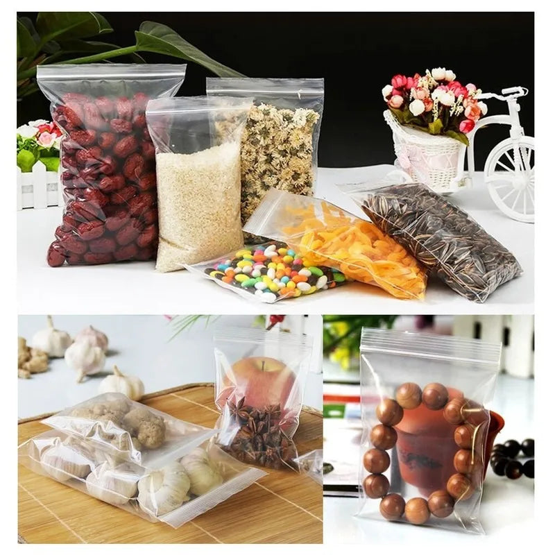 Thicken Zipper Sealed Bags Clear Plastic Storage Bag for Small Jewelry Food Packing Reclosable Zippers Sealing Pouch Wholesale