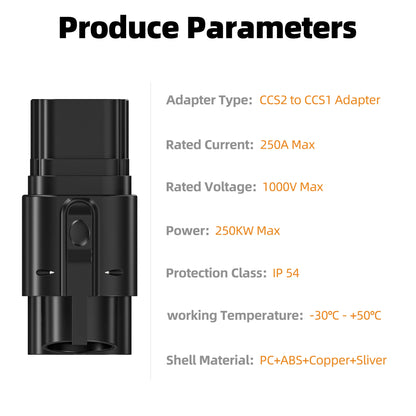 feyree CCS2 to CCS1 Adapter DC Fast EV Charging Adapter From CCS2 to CCS1 EV Charger CCS2 to CCS1 for Electric Vehicle Charger