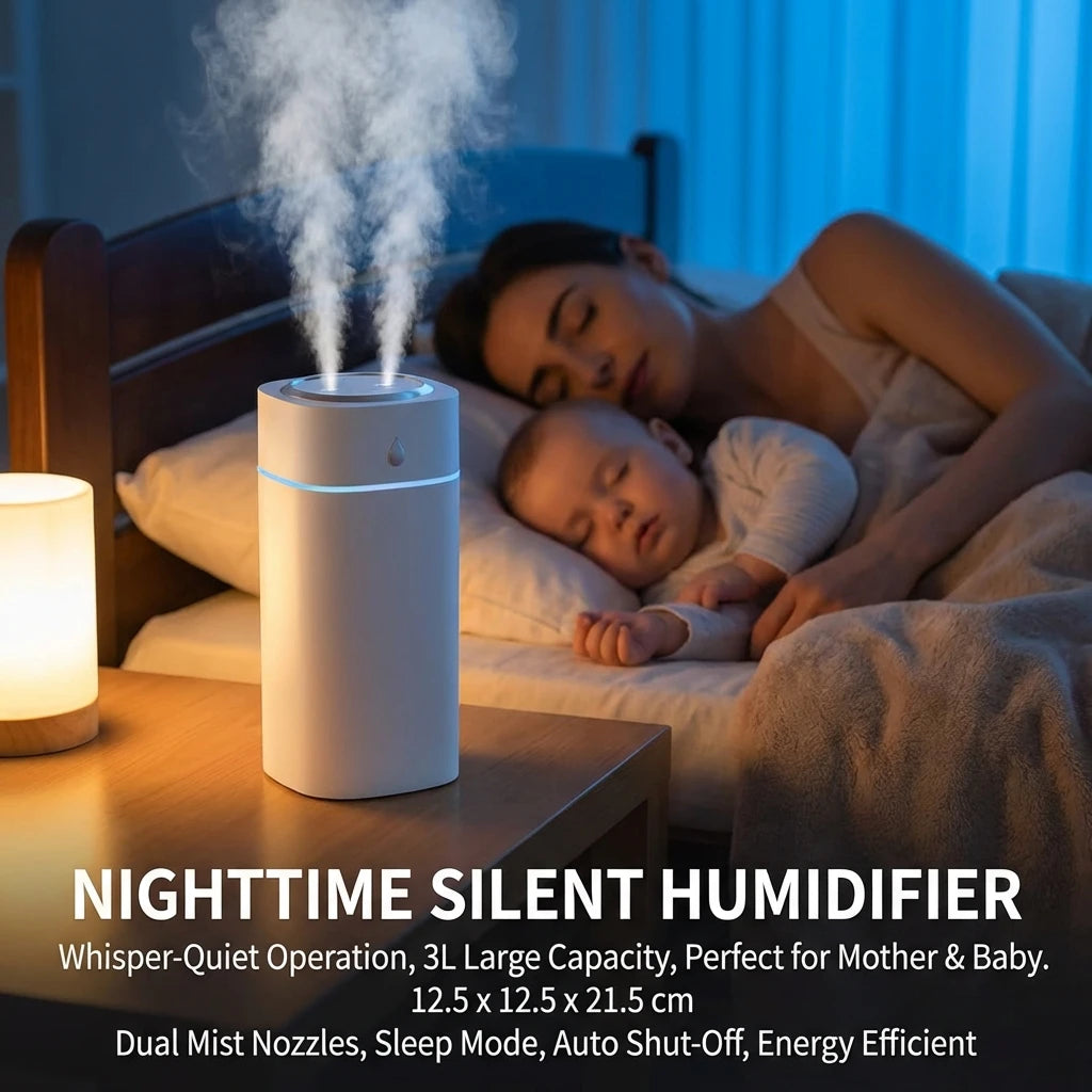 Three-Nozzle Water Drop Spray Humidifier Gentle Quick Space Moisturization for Home Office Decorative Air Moisturizer
