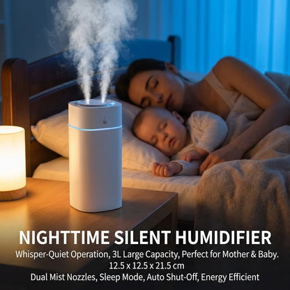 Three-Nozzle Water Drop Spray Humidifier Gentle Quick Space Moisturization for Home Office Decorative Air Moisturizer