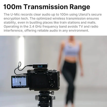 Ulanzi U-Mic Wireless Mic Stereo Microphone Lavalier Microphone for Smartphone DSLR for Interview Video Vlog Gaming Mic