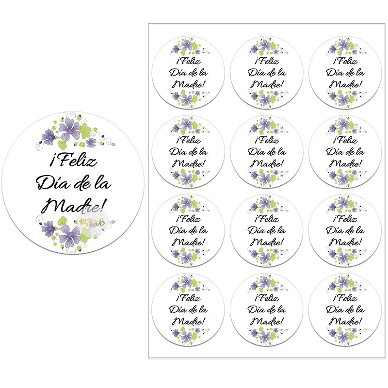 Feliz Día De La Madre Español Happy Mother's Day Decor Stickers Labels Floral Self-adhesive Paper Labels