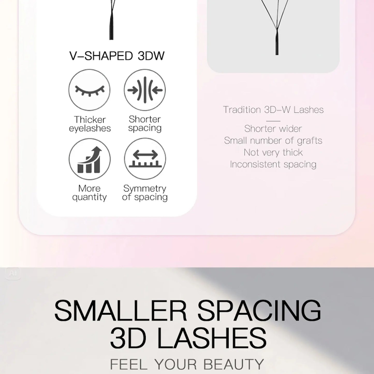 DeceMars V-shaped 3D eyelash extensions Matte Black 12 Rows/Tray