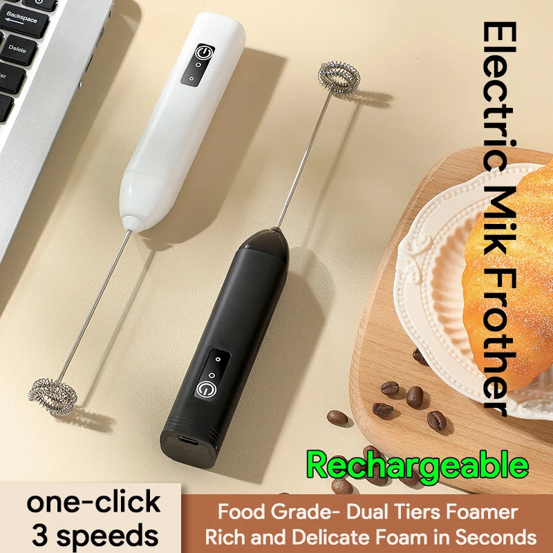 Wireless Milk Frother Electric Type-C Handheld Blender Stainless Steel Mini Coffee Maker Whisk Mixer For Coffee Cappuccino Cream